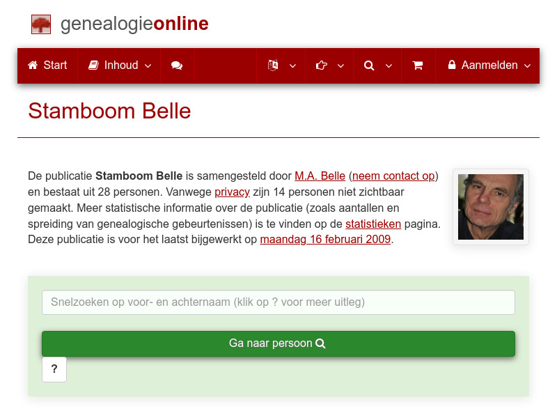 Screenshot van website
