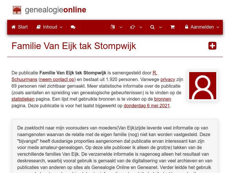 Screenshot van website