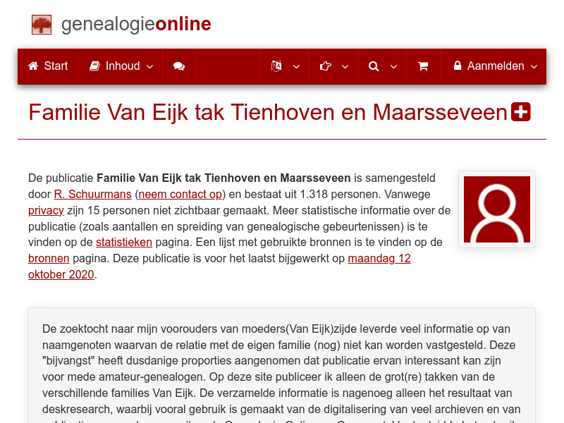 Screenshot van website