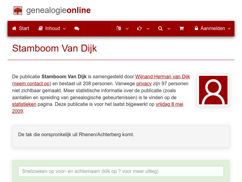 Screenshot van website