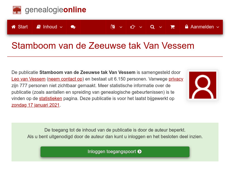 Screenshot van website