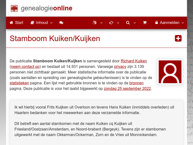 Screenshot van website