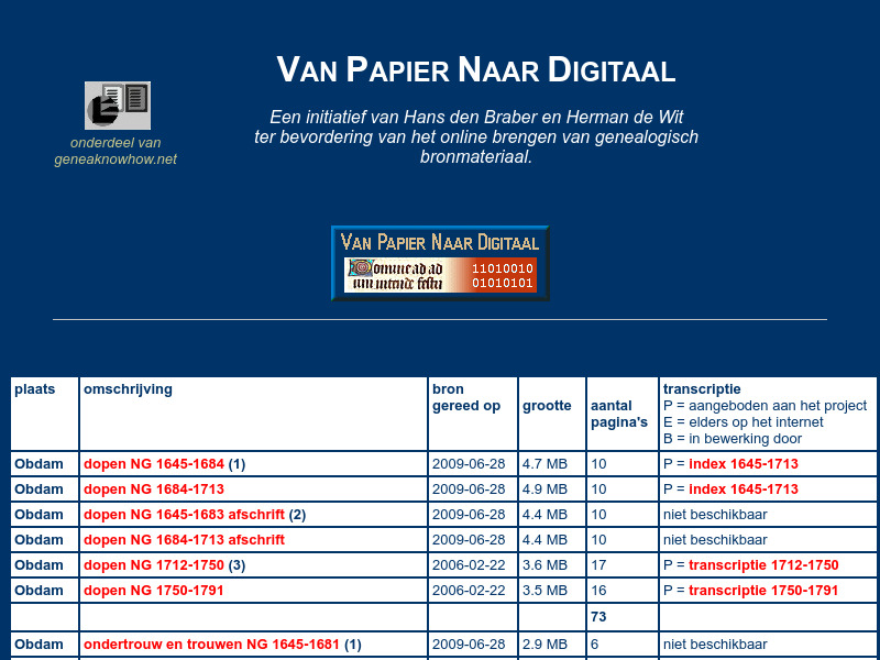 Screenshot van website