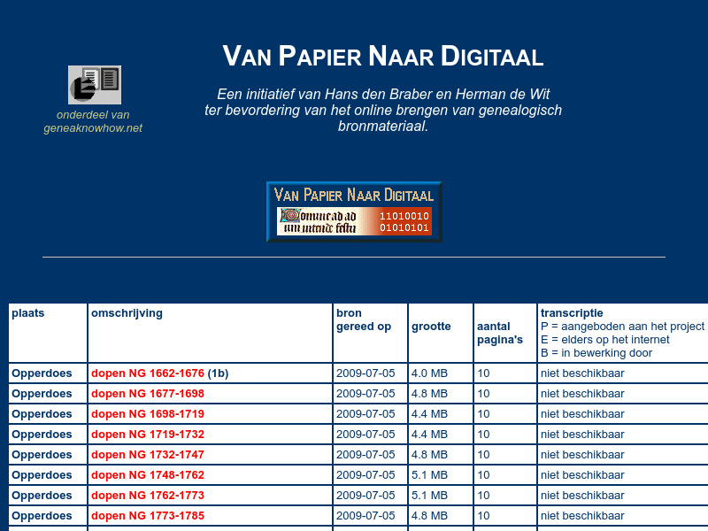 Screenshot van website