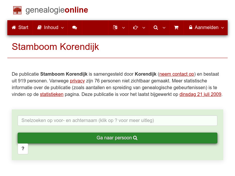 Screenshot van website