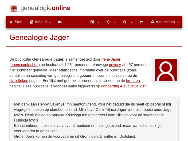 Screenshot van website