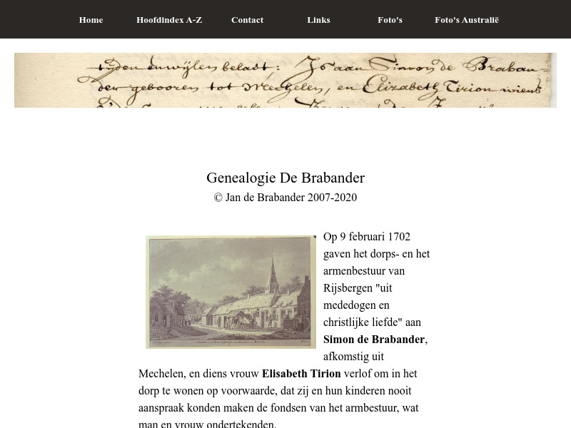 Screenshot van website
