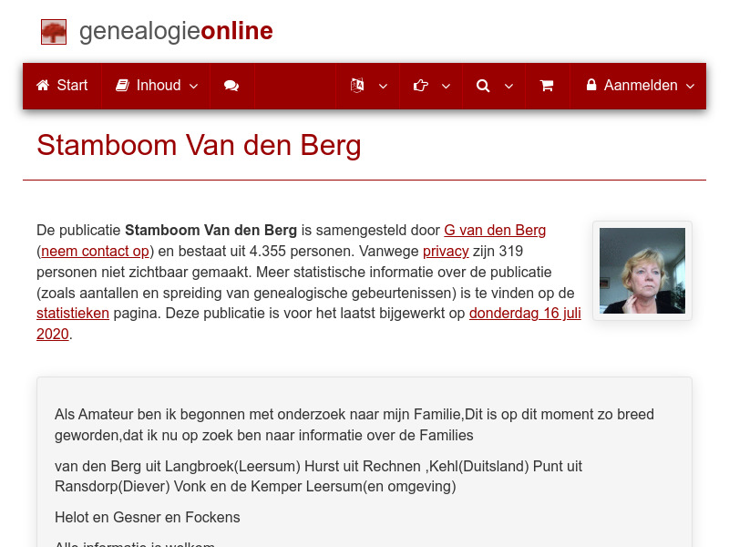 Screenshot van website