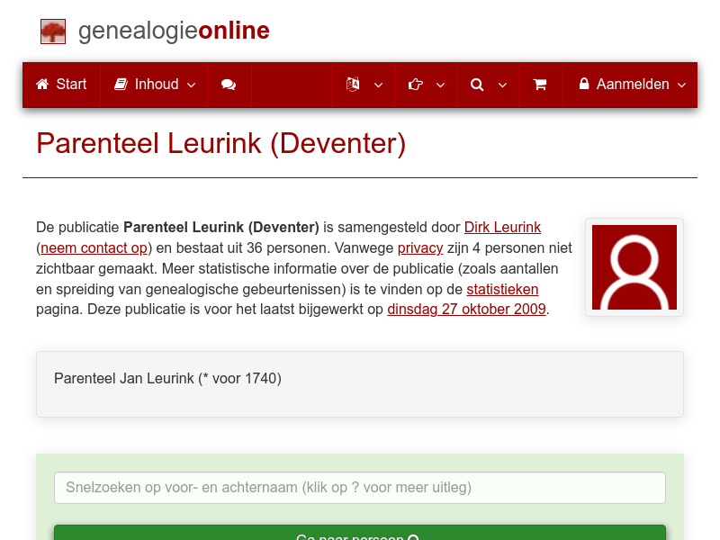Screenshot van website