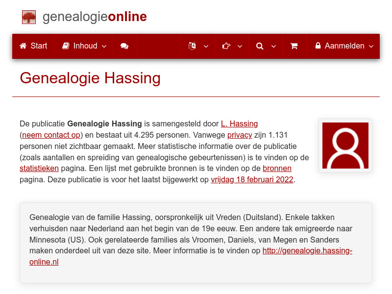 Screenshot van website