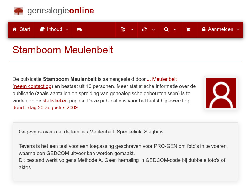 Screenshot van website