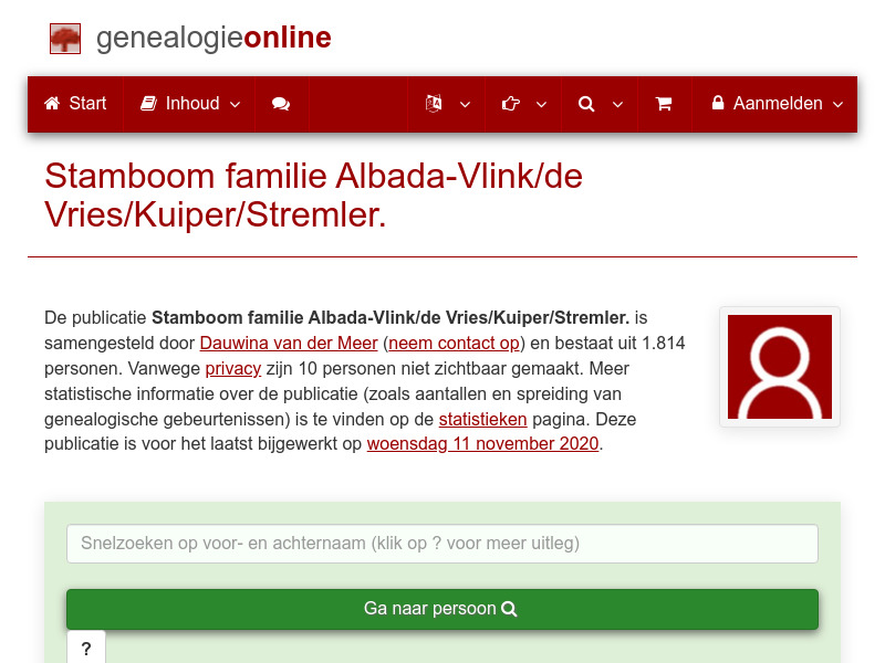 Screenshot van website
