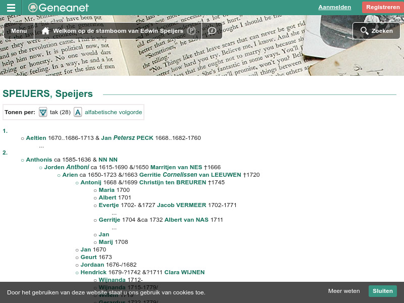 Screenshot van website