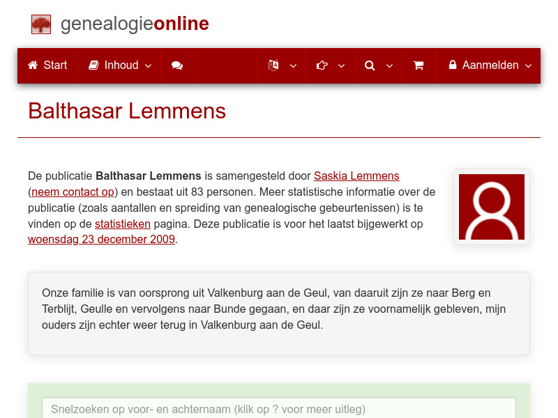 Screenshot van website