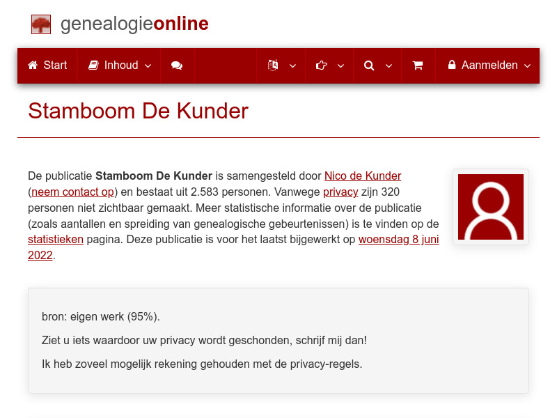Screenshot van website