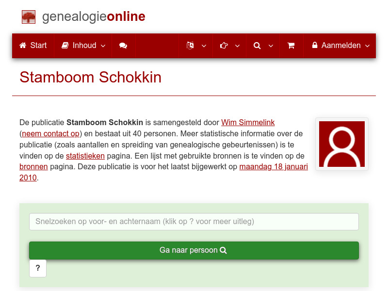 Screenshot van website