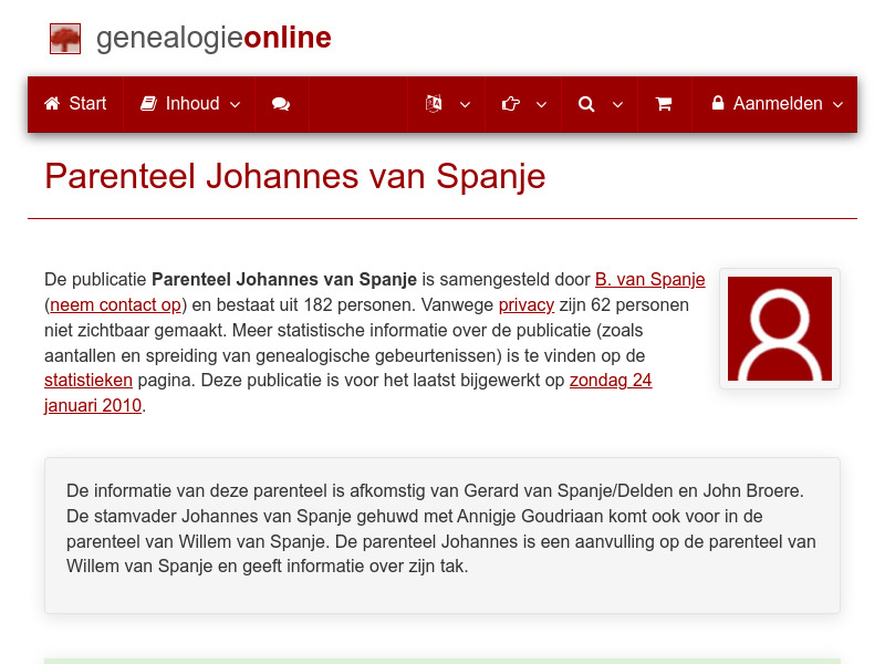 Screenshot van website