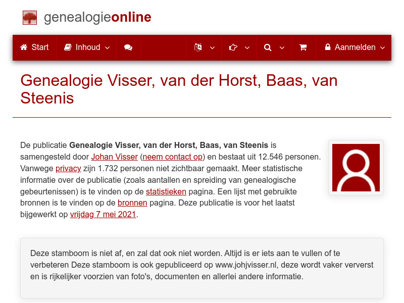 Screenshot van website