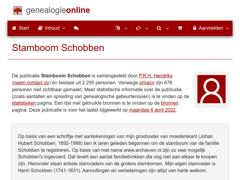 Screenshot van website