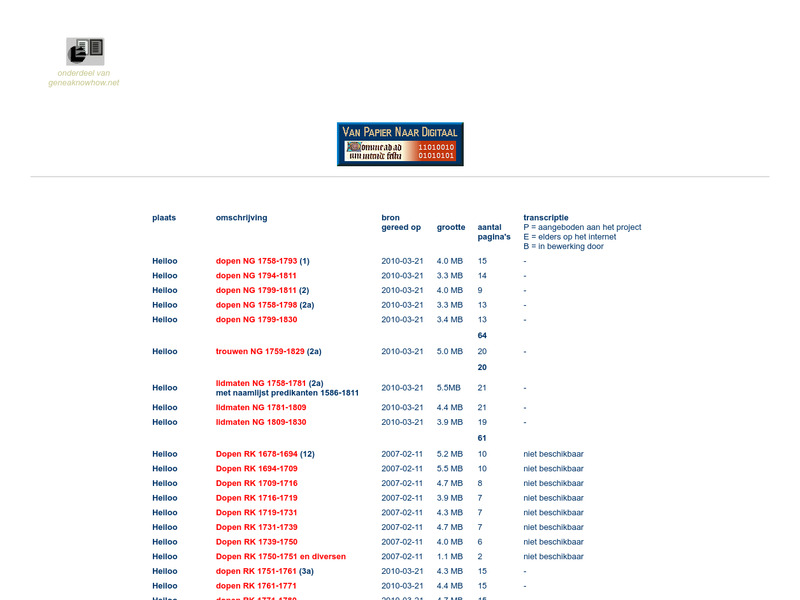 Screenshot van website