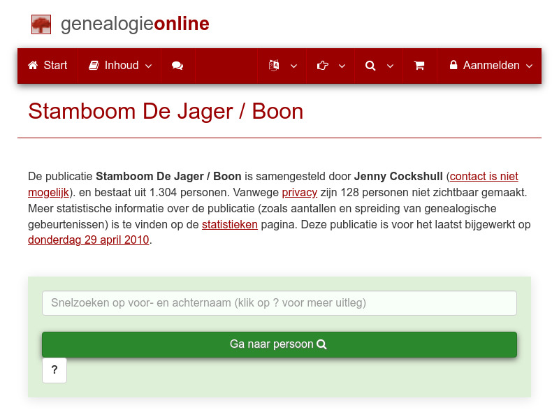Screenshot van website