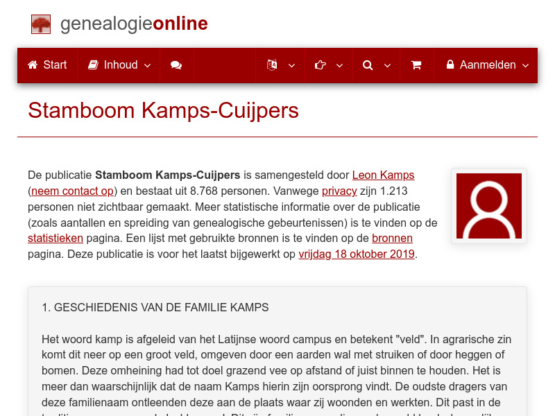 Screenshot van website