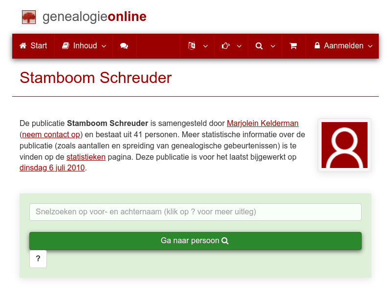 Screenshot van website