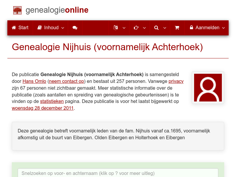 Screenshot van website