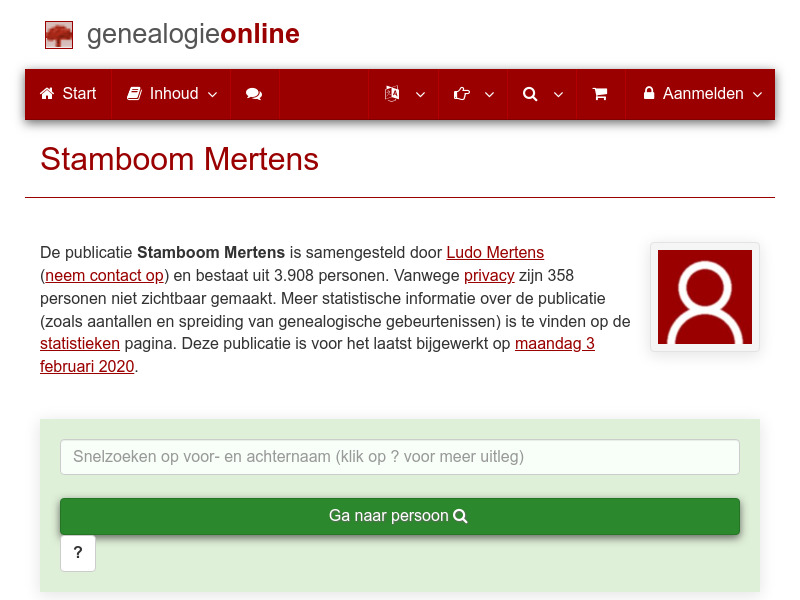 Screenshot van website