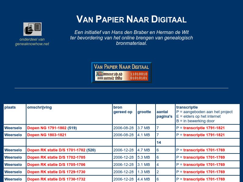 Screenshot van website