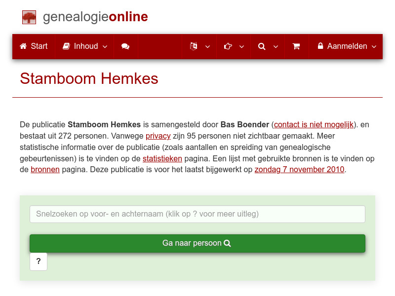 Screenshot van website