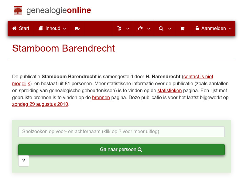 Screenshot van website