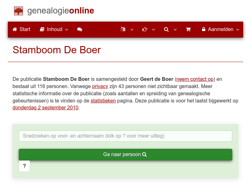 Screenshot van website