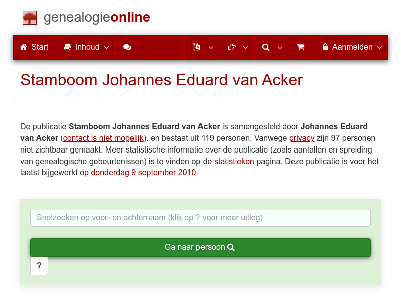 Screenshot van website