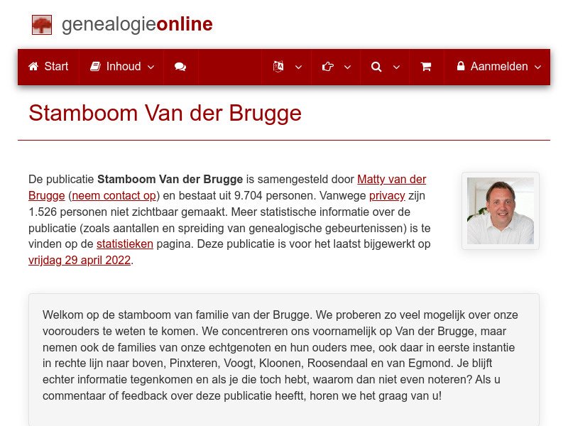 Screenshot van website