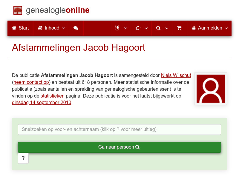 Screenshot van website