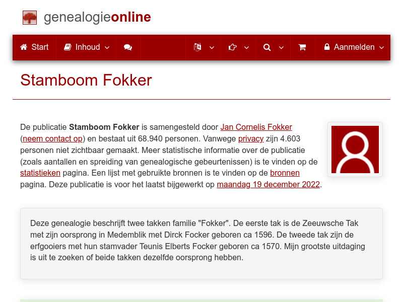 Screenshot van website