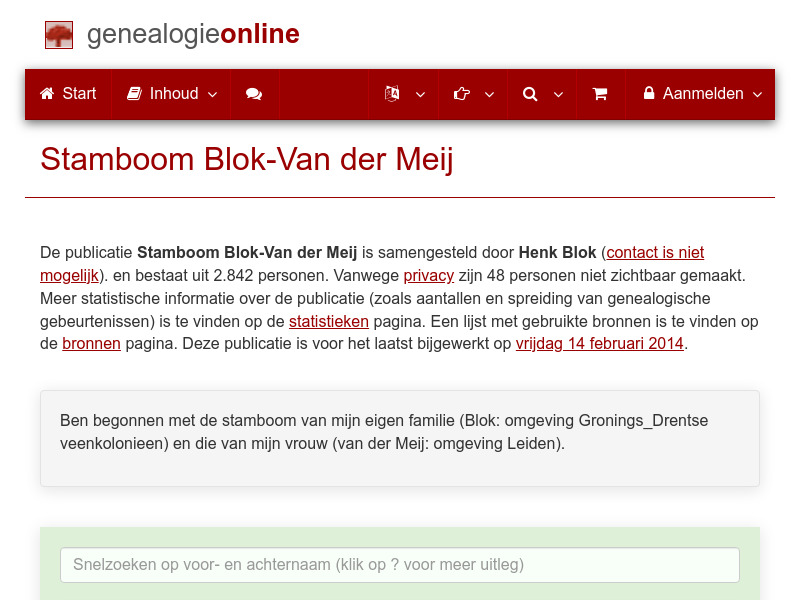 Screenshot van website