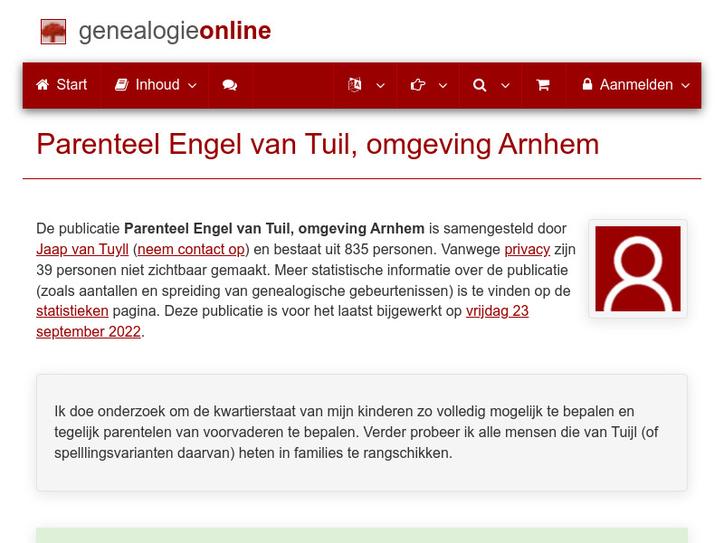 Screenshot van website