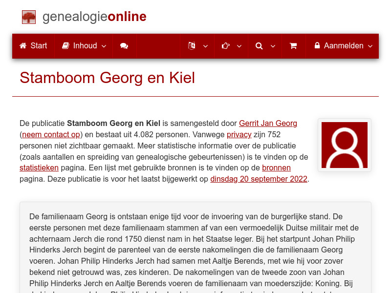 Screenshot van website
