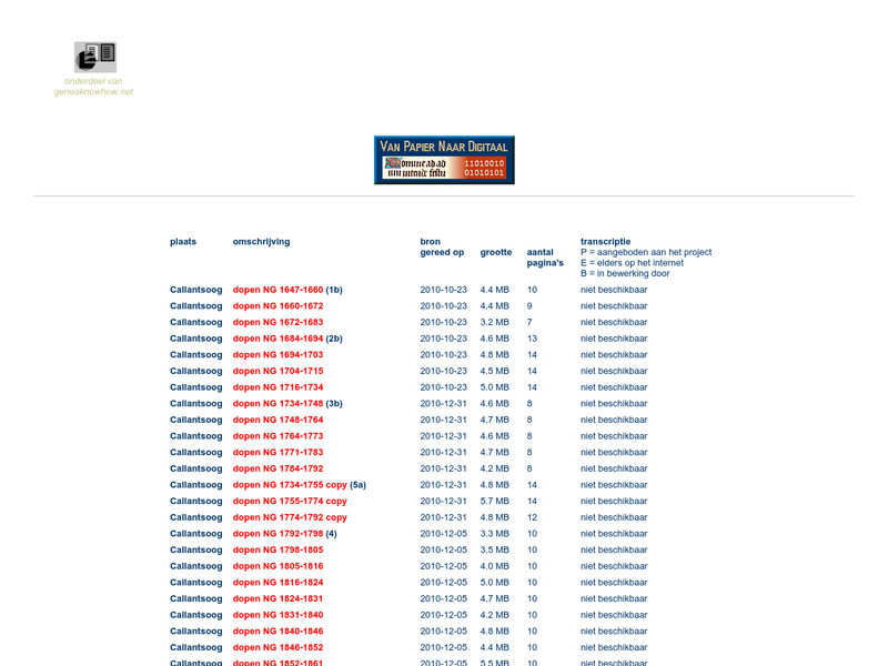 Screenshot van website