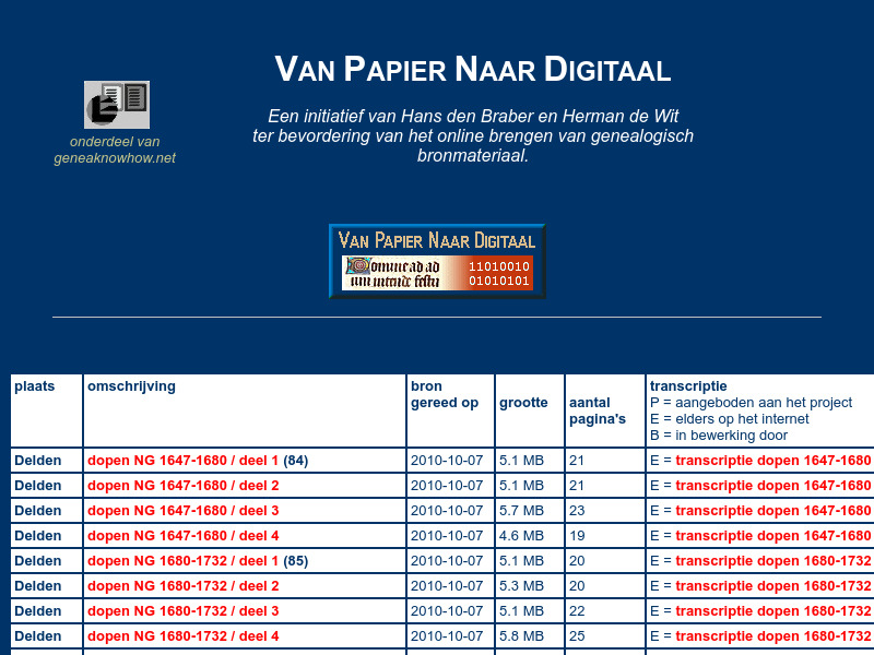 Screenshot van website