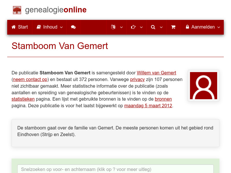 Screenshot van website