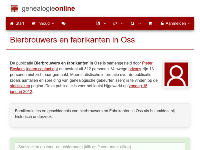Screenshot van website