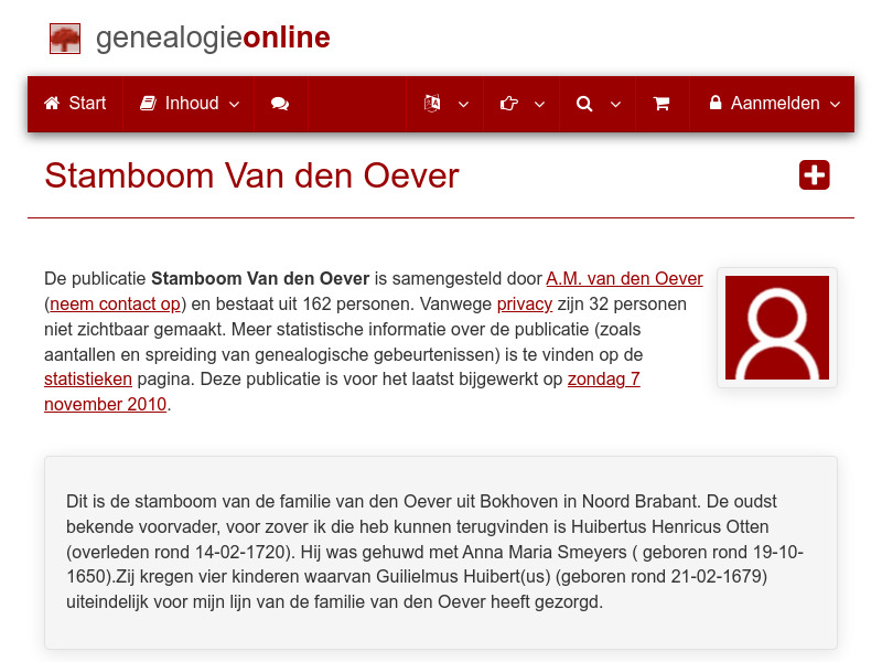 Screenshot van website