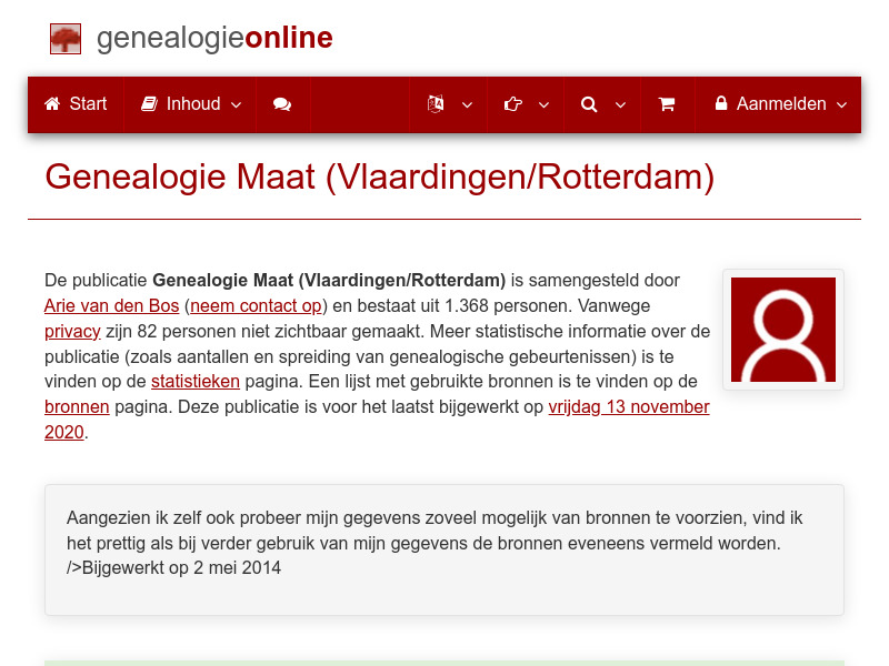 Screenshot van website