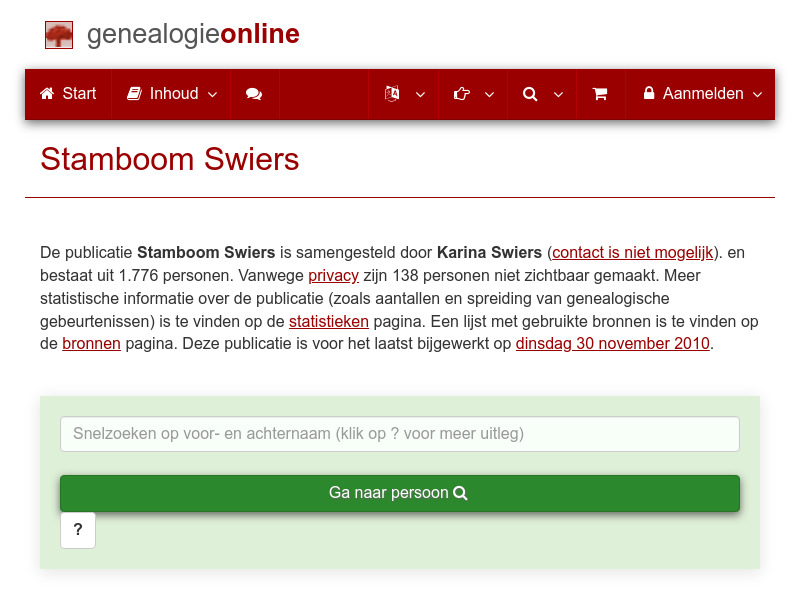 Screenshot van website