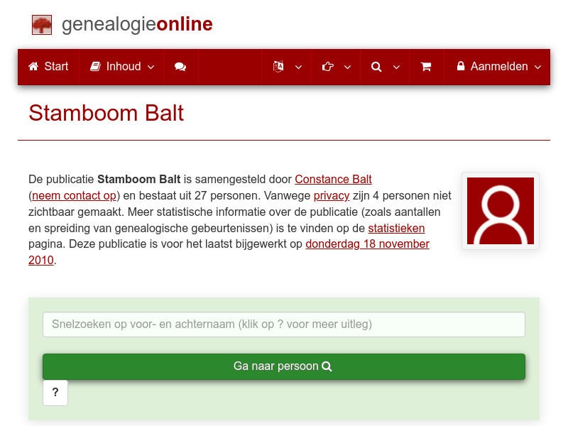 Screenshot van website