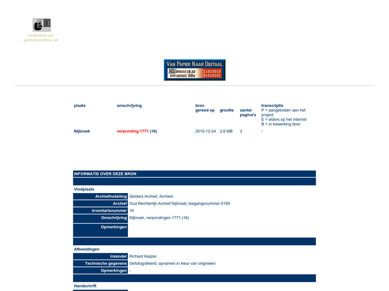 Screenshot van website