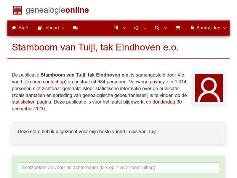 Screenshot van website